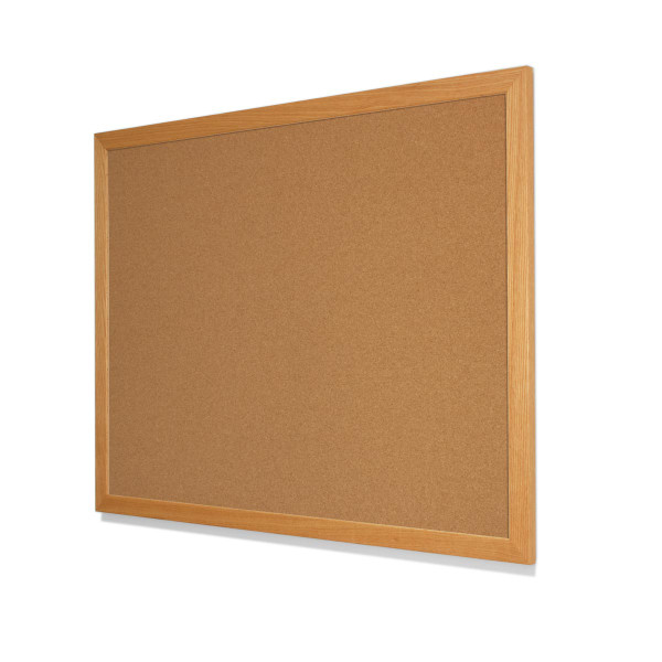 Heavy Duty Natural Tan Cork Board with Red Oak Frame